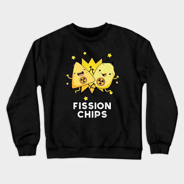 Fission Chips Funny Physics Food Pun Crewneck Sweatshirt by punnybone